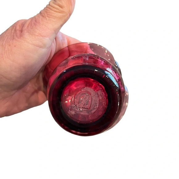 Vintage Pilgrim Glass Cranberry Glass Basket - Picture 7 of 8